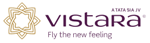 Elegant Vistara logo in gold and purple, symbolizing the premium service of the Indian full-service airline.