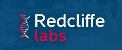 Logo of Redcliffe Labs on a blue background, symbolizing a prominent diagnostic center in India.