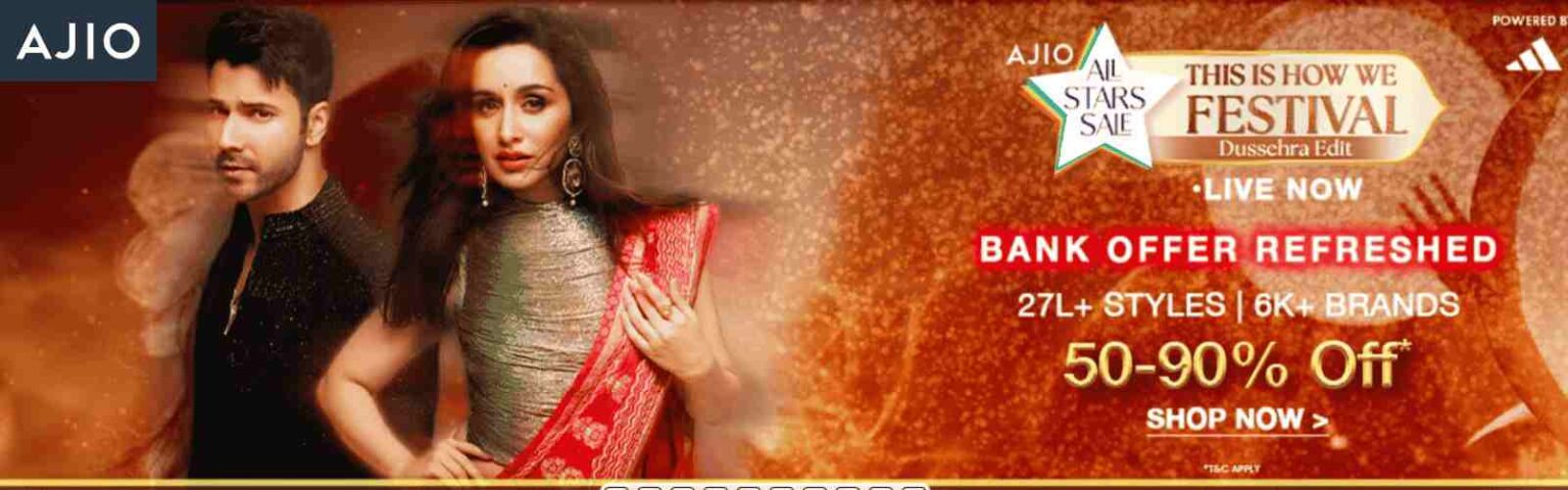 Promotional image for Aajio sale, highlighting multiple mentions of sale events and discounts.