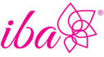 Logo of IBA Cosmetics featuring a pink design with a flower motif.