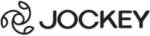 Logo of Jockey, a clothing company, featuring a stylized horse and the brand name in bold letters.