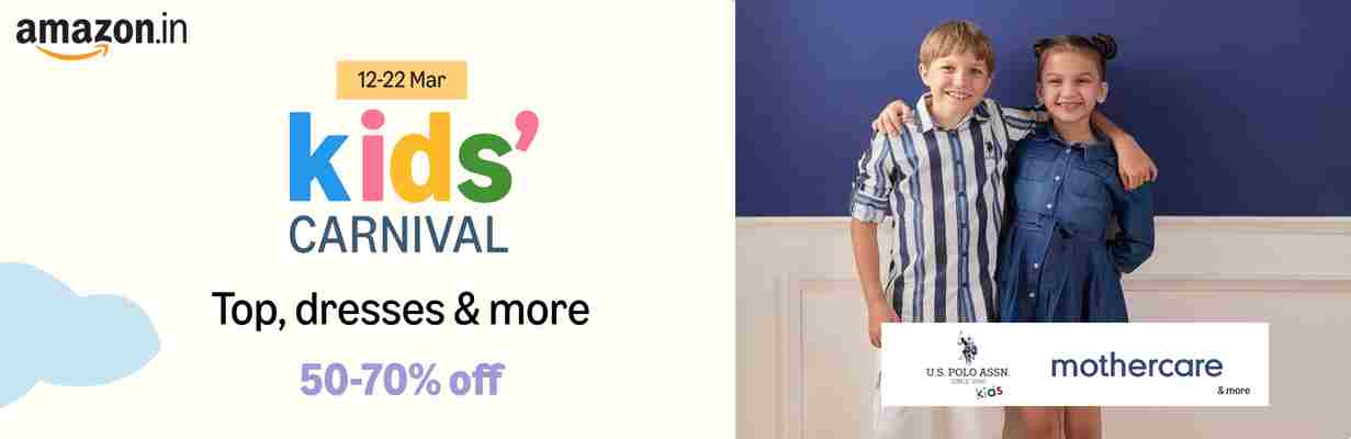 1. Kids' carnival dresses and more on sale for 50% off, featuring vibrant colors and playful designs.